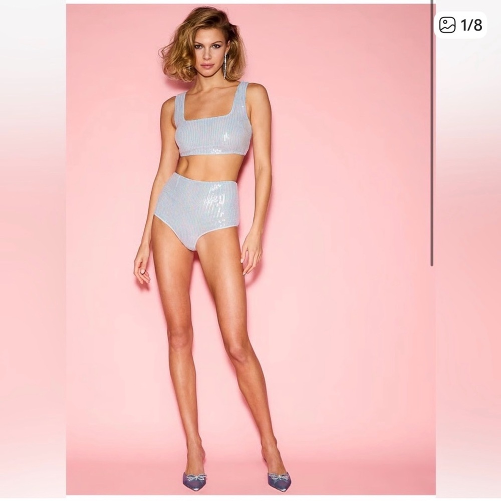 VICTORIA’S SECRET SEQUIN SHIMMER BRA & HIGH WAIST SHORT SET XXL